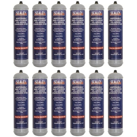 Sealey MIG/MIX/100/12 Disposable Carbon Dioxide/Argon Gas Cylinder 100g Box of 12