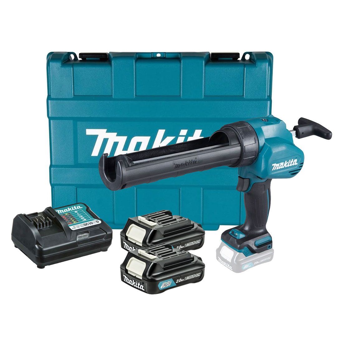 Makita CG100DWAEA 12Vmax CXT Caulking Gun With 2 x 2.0ah Batteries, Charger & Case