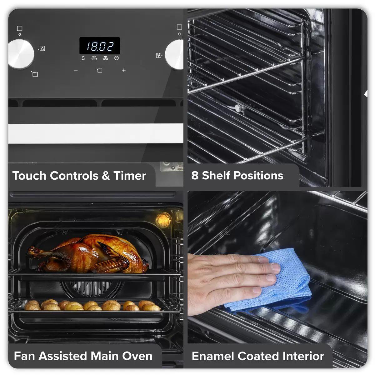 Sealey DH278 Baridi 72cm Built-Under Double Oven, 74L Capacity, Energy Rating A Black 240V