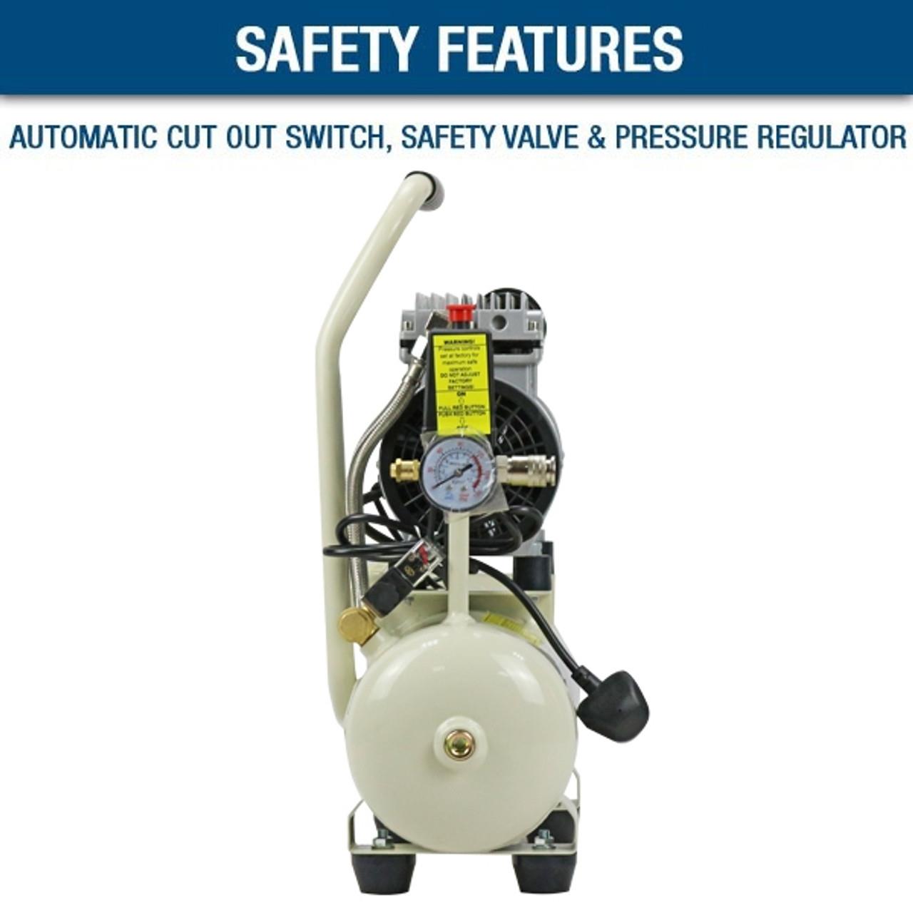 Hyundai HY5508 8L Oil Free Low Noise Portable Air Compressor Direct Drive 550W/230V Efficient Performance