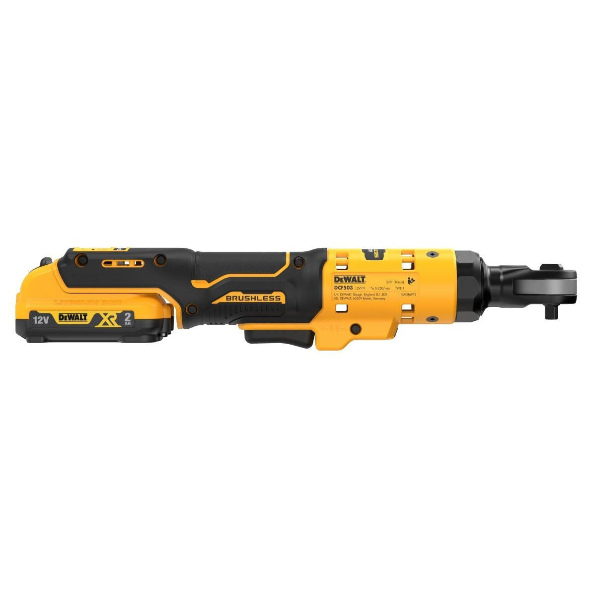 DeWalt DCF503D1 12V XR 3/8'' Open Head Ratchet Kit 1 x 2.0Ah Battery, Charger & Soft Tool Bag