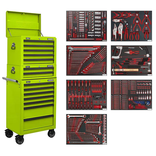 Sealey TBTPCOMBO7 Superline PRO Tool Chest Combination 14 Drawer with 446pc Tool Kit Green