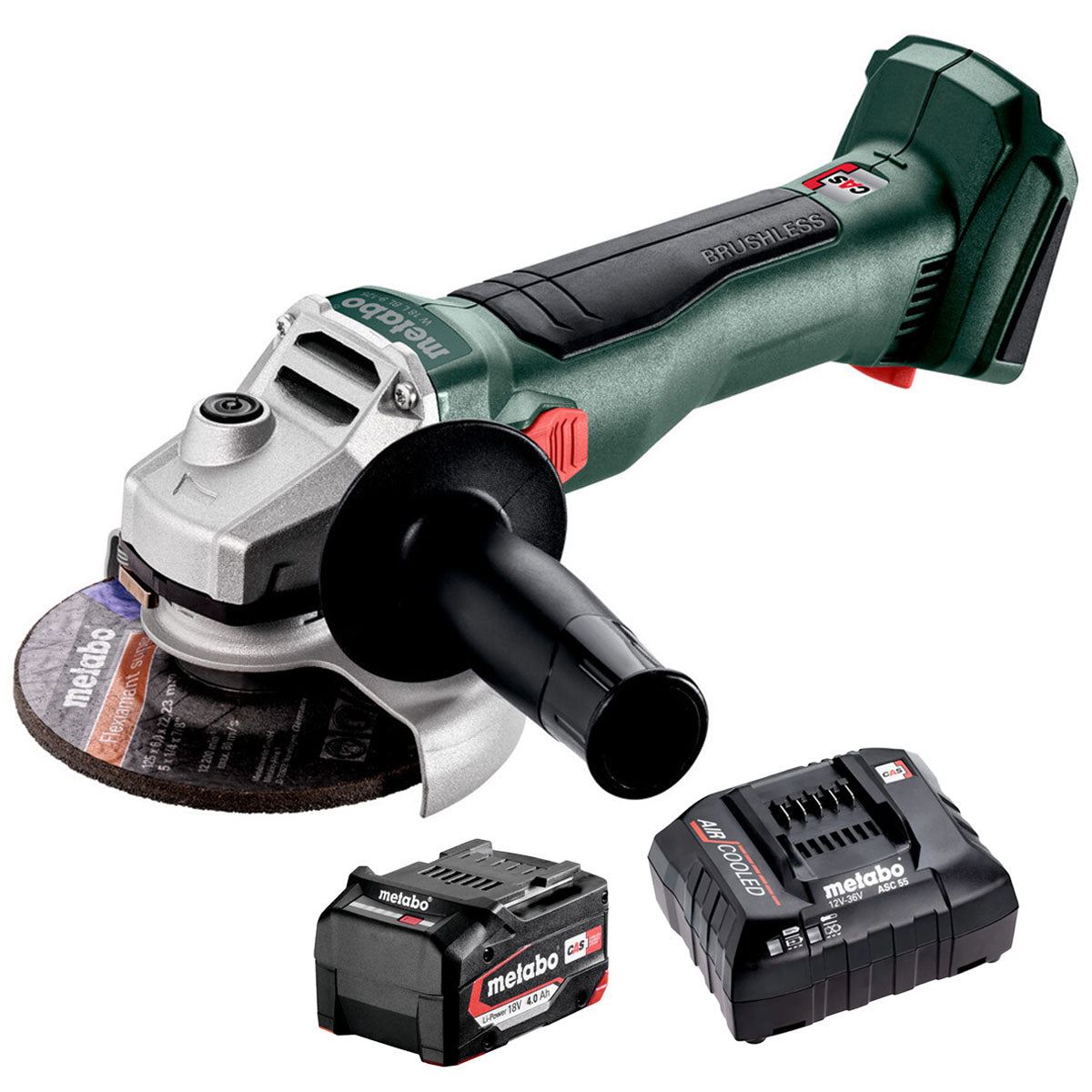 Metabo W 18 L BL 9-125 18V Brushless 125mm Angle Grinder with 1 x 4.0Ah Battery & Charger