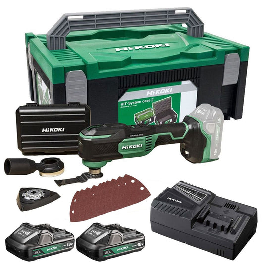 Hikoki CV18DAW2Z 18V Brushless Multi Tool with 2 x 4.0Ah Battery Charger & Case