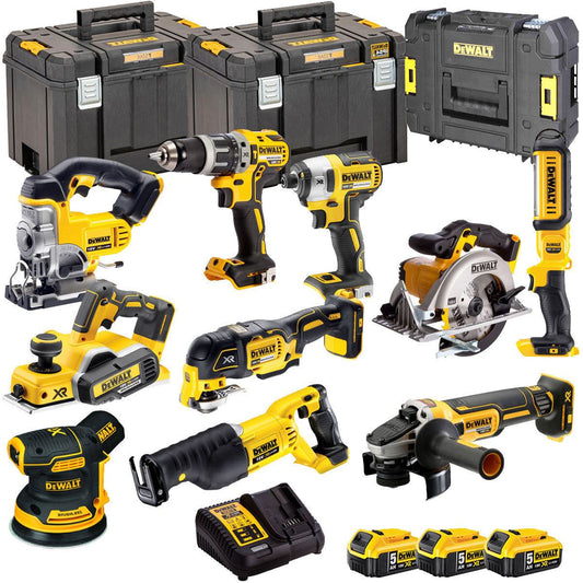Dewalt 18V 10 Piece Power Tool Kit with 3 x 5.0Ah Batteries T4TKIT-496
