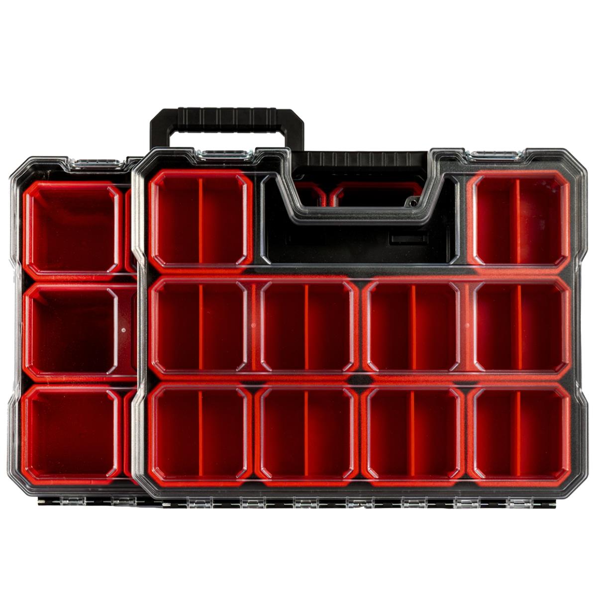 Excel 2-in-1 Tool Organiser Case, Portable Storage with Custom Dividers & Clear Lid