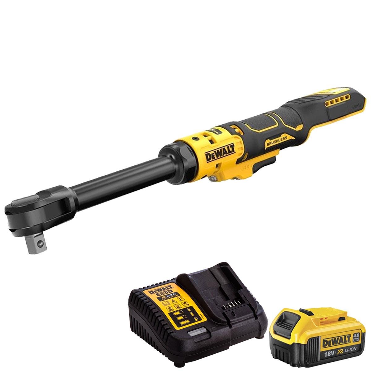Dewalt DCF512EN-XJ 18V XR 1/2'' Brushless Open Head Ratchet with 1 x 4.0Ah Battery & Charger