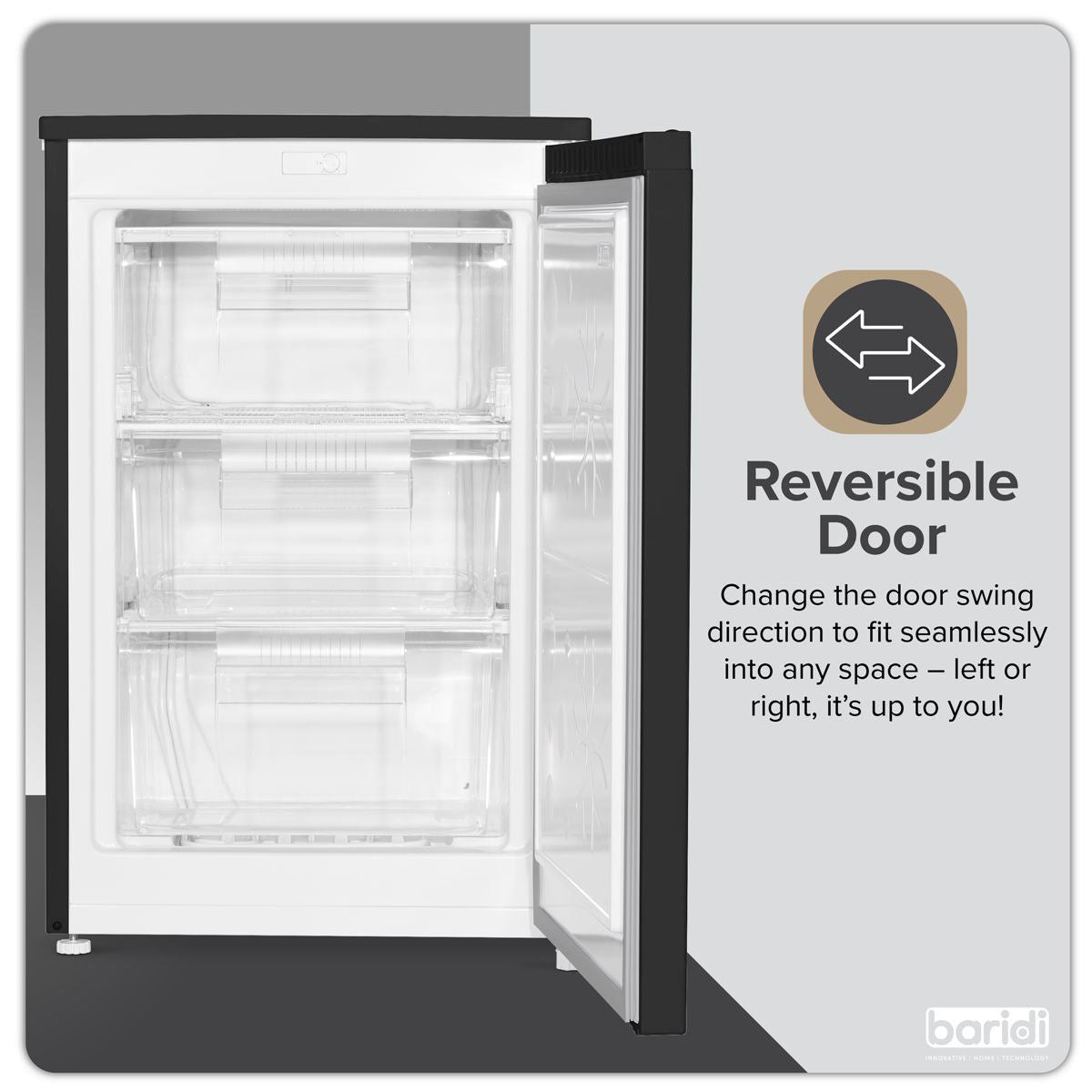 Sealey DH251 Baridi 55cm Undercounter Freezer with Adjustable Thermostat 85L Black