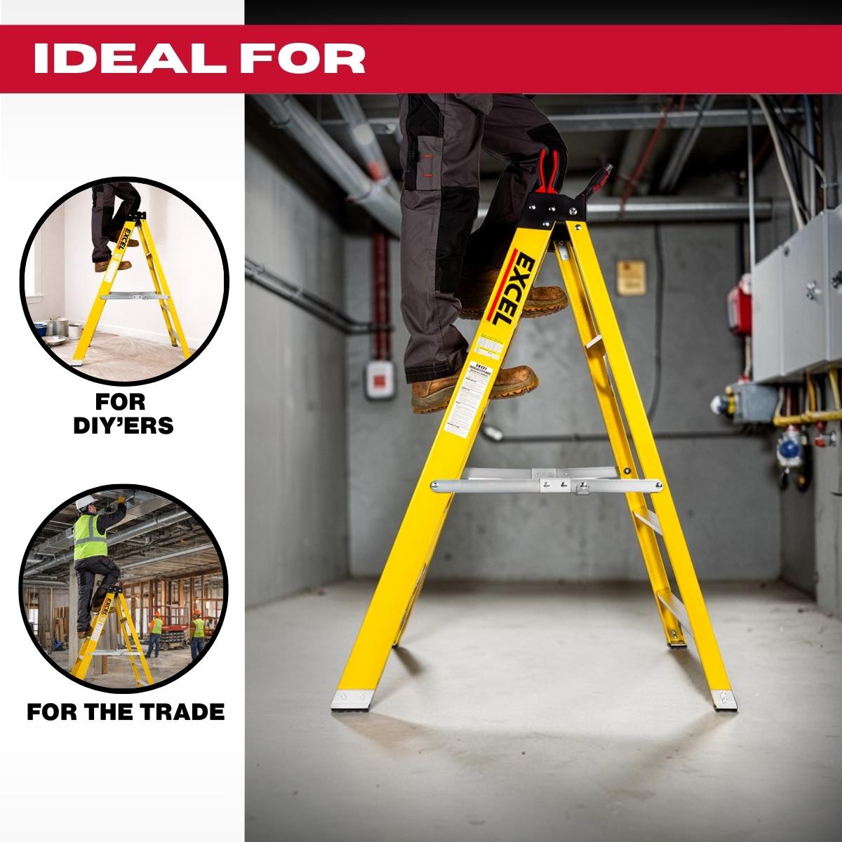 Excel Electricians Fibreglass Step Ladder 5 Tread 1.2m Heavy Duty