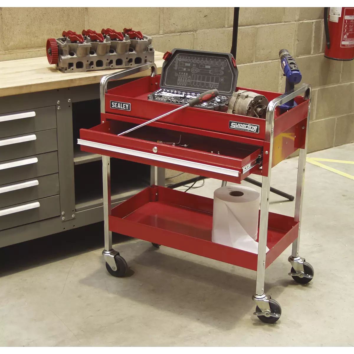 Sealey CX101D 2-Level Heavy-Duty Trolley with Lockable Drawer