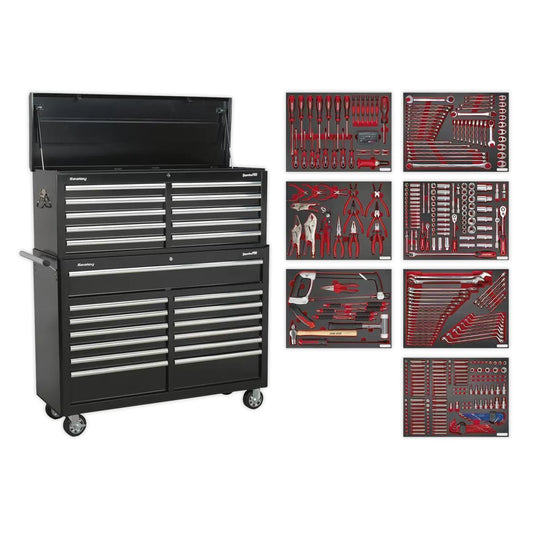 Sealey TBTPBCOMBO4 Black Tool Chest Combination 23 Drawer 446pc