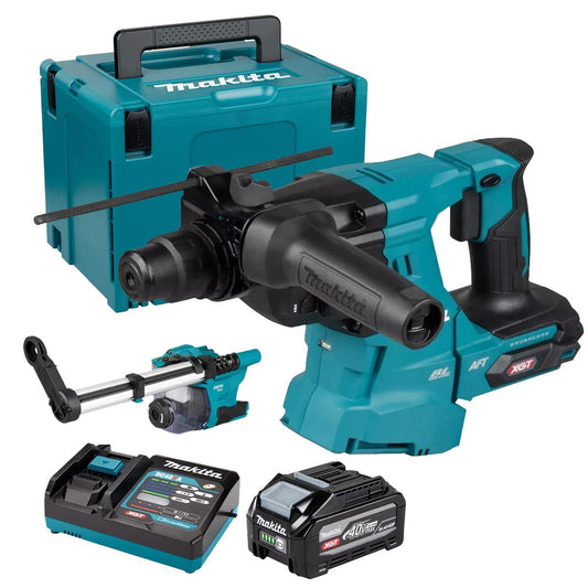 Makita HR011GZ03 40V Max XGT Brushless SDS-Plus Rotary Hammer Drill with 1 x 4.0Ah Battery, Charger, Dust Collector & Case