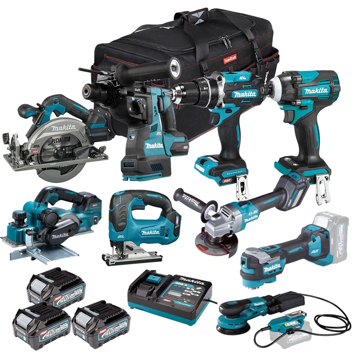 Makita 40V 9 Piece Combo Kit with 3 x 2.5Ah Batteries & Charger T4TKIT-7711