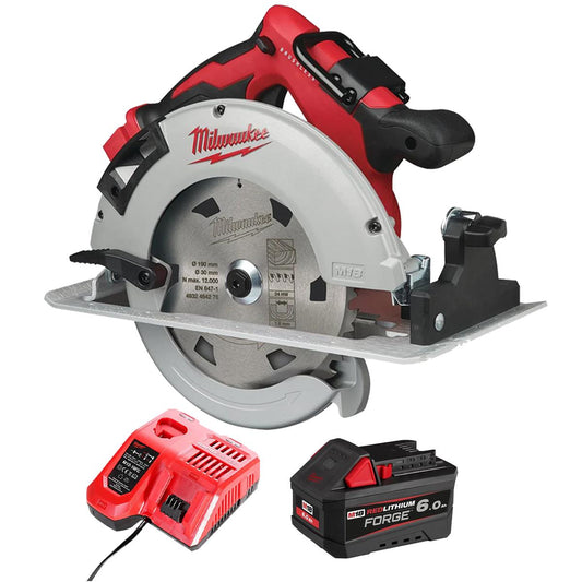 Milwaukee M18BLCS66-0 18V Brushless 190mm Circular Saw with 1 x 6.0Ah Battery & Charger