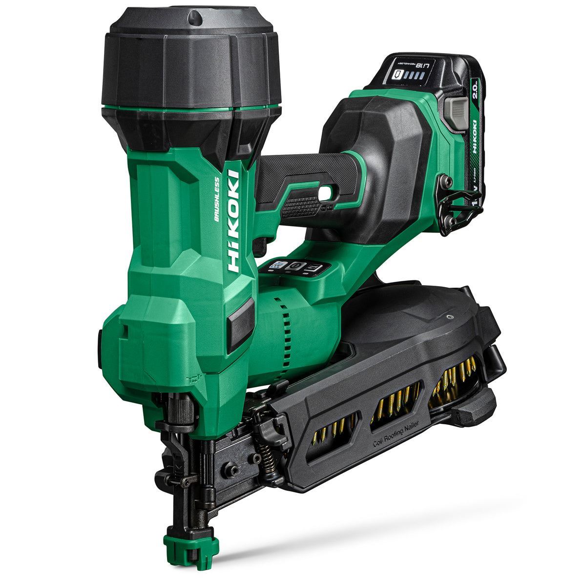 Hikoki NV1845DAJXZ 18V Brushless 2nd Generation Coil Nailer with 2 x 2.0Ah Battery Charger & Case