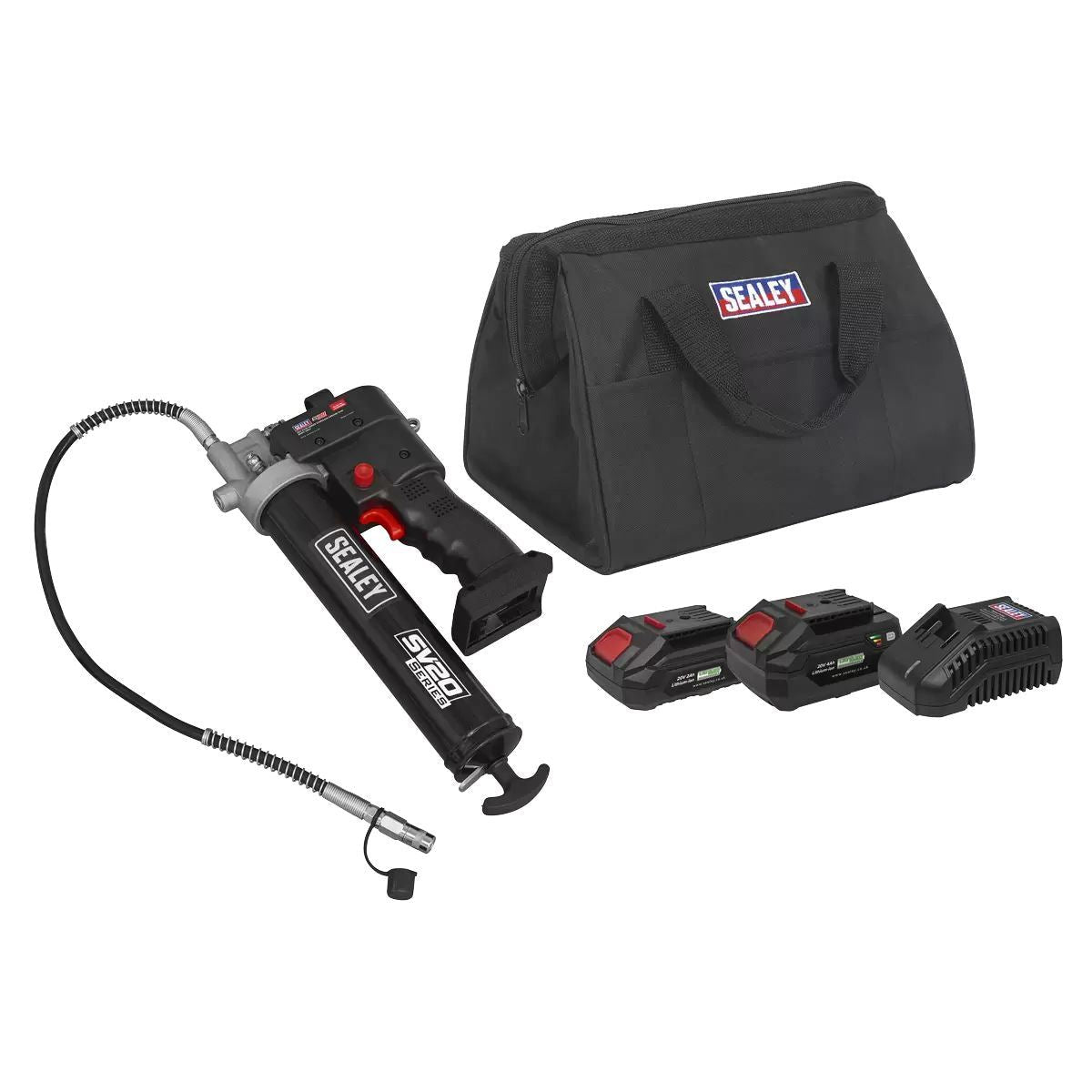 Sealey CP20VGRGKIT Grease Gun Kit 20V -2 Batteries