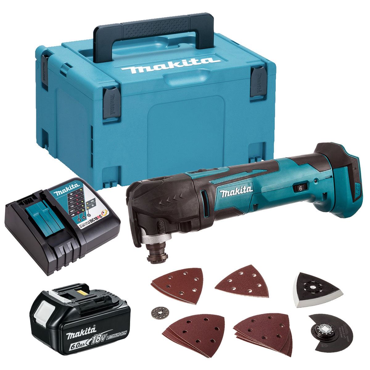 Makita DTM51ZJX7 18V LXT Li-ion Oscillating Multi Tool Cutter with 1 x 6.0Ah Battery Charger & Case