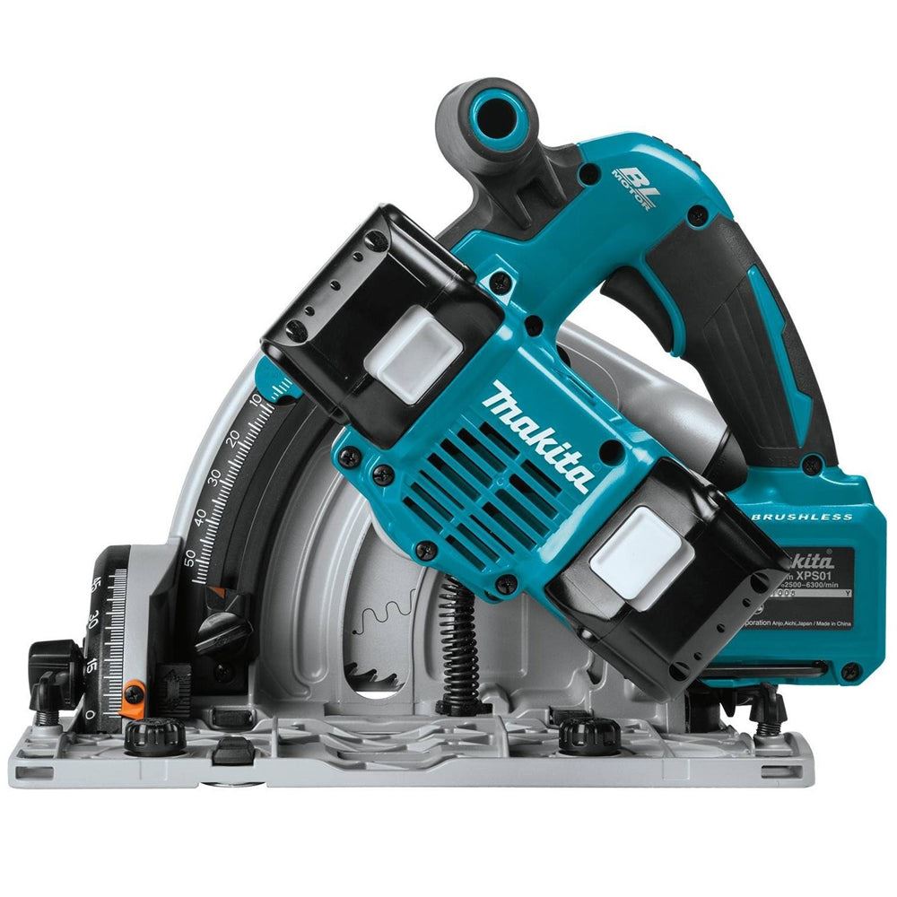 Makita DSP600ZJ 36V Brushless 165mm Plunge Saw Body Only with 2 x 1.5m Guide Rail & Case + Rail Bag