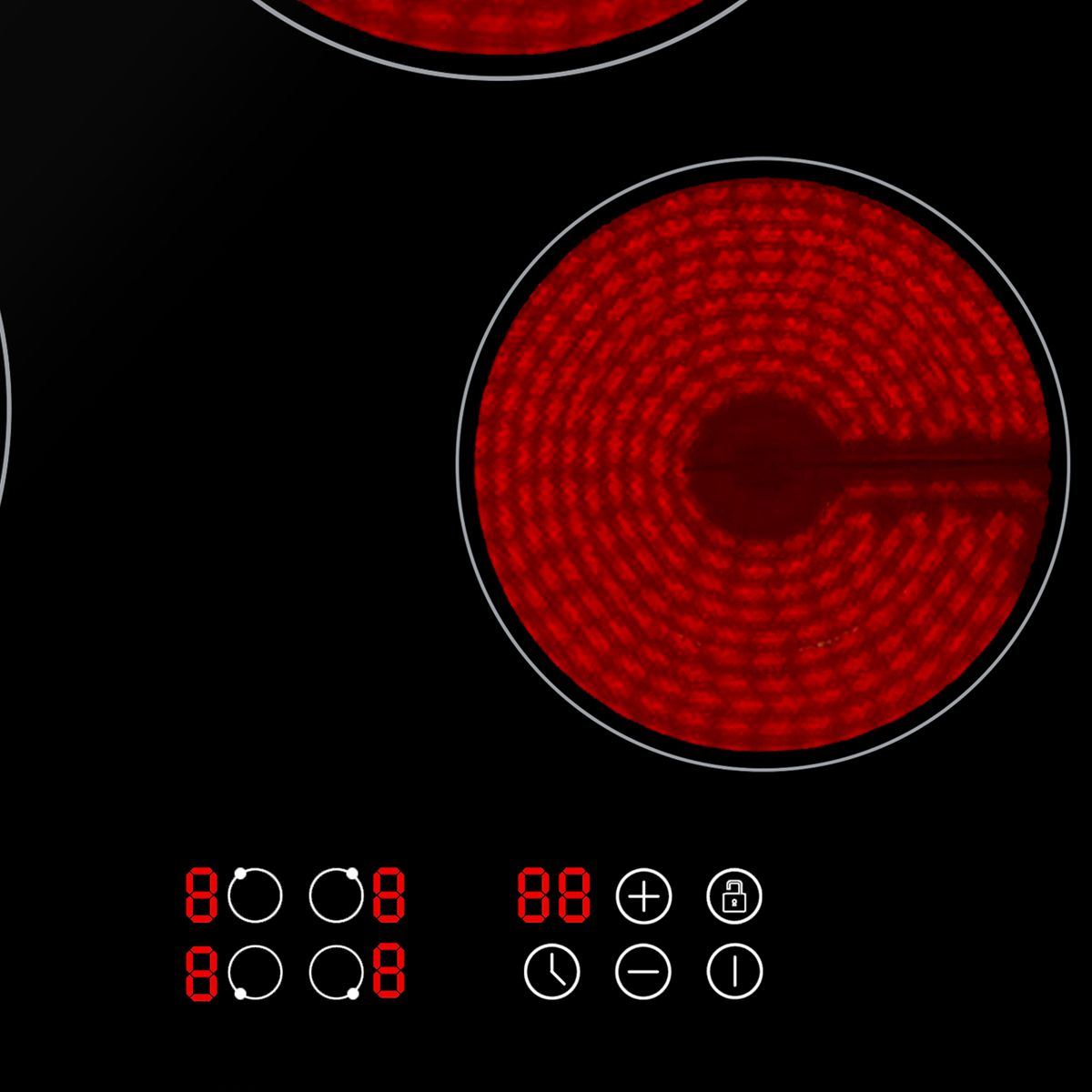 Sealey DH131 Baridi Integrated Ceramic Hob with 4 Cooking Zones 60cm Black Glass