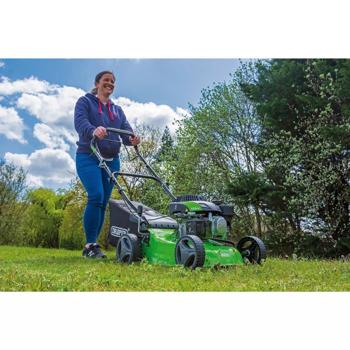 Draper LMP410SP 420mm Steel Deck Petrol Lawn Mower 132cc/3.3HP 08671