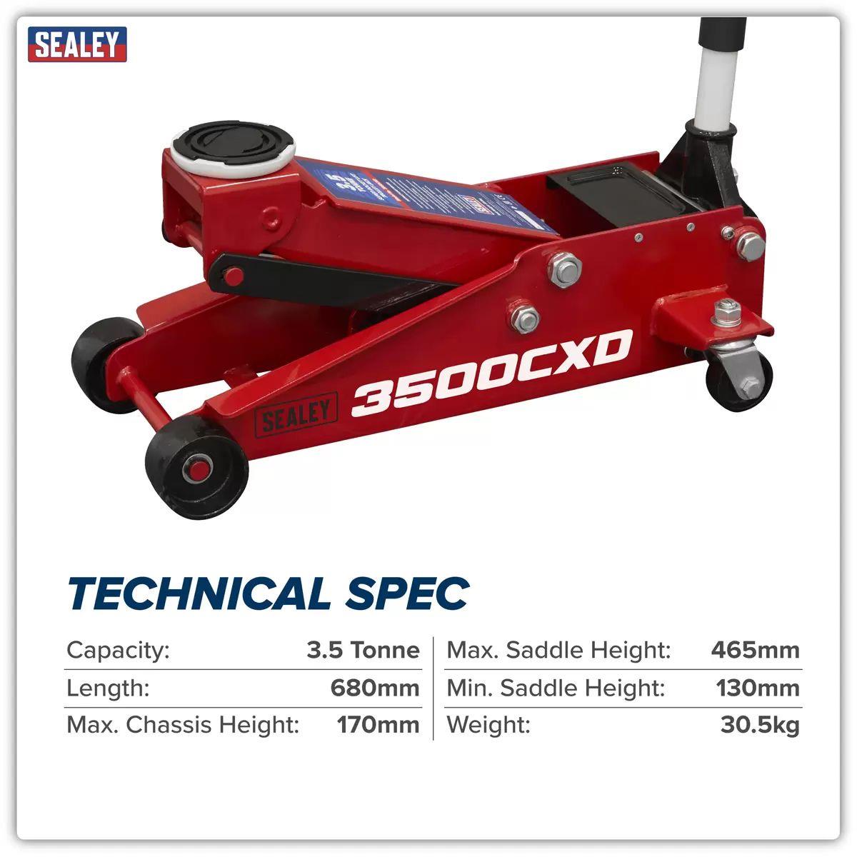Sealey 3500CXD Trolley Jack with Super Rocket Lift 3.5 Tonne