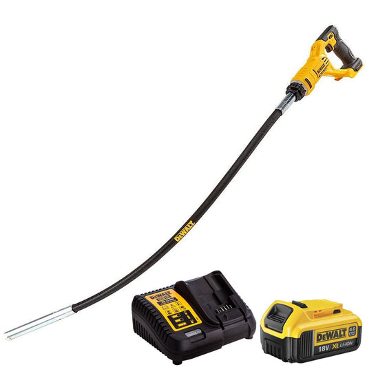 DeWalt DCE531N-XJ 18V Cordless Concrete Vibrating Poker With 1 x 4.0Ah Battery & Charger