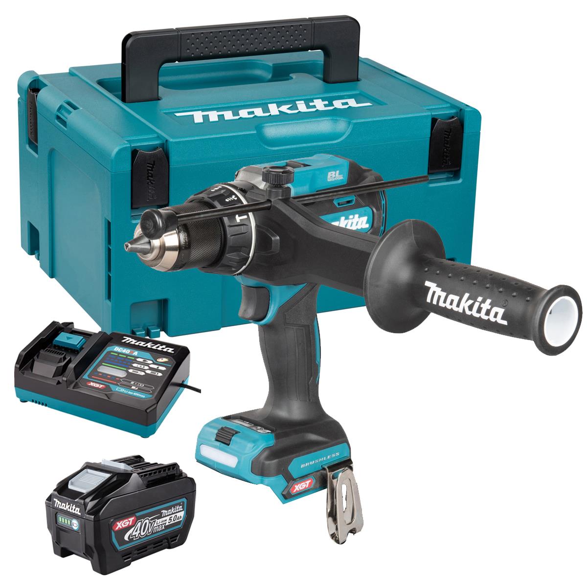Makita HP003GZ01 40V Max XGT Brushless Combi Drill with 1 x 5.0Ah Battery Charger & Case