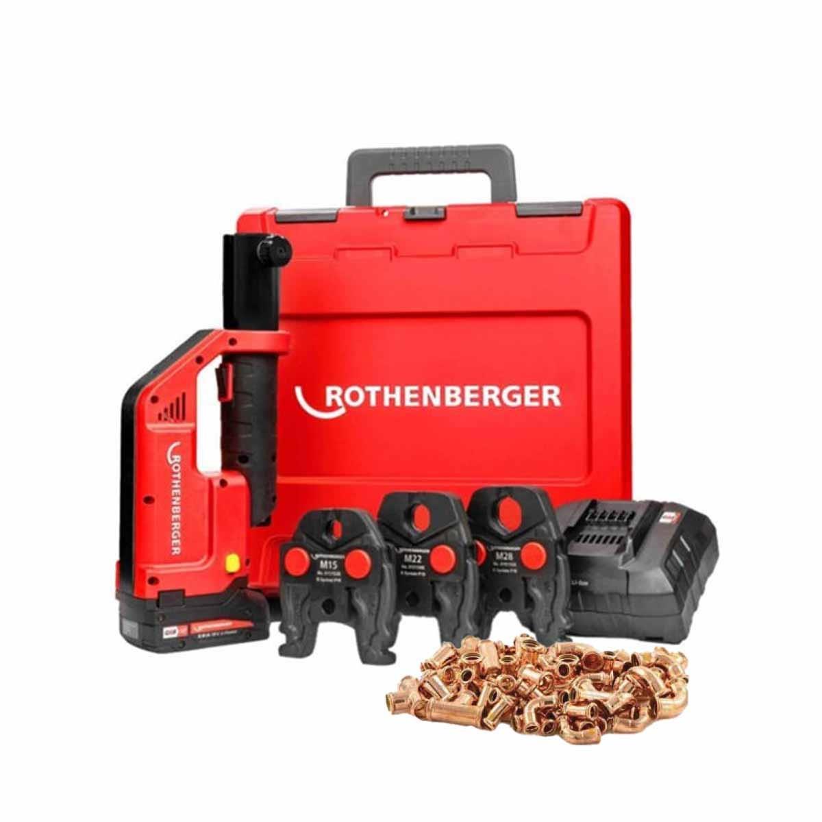 Rothenberger Romax Compact3 18V Press Jaw Set M15-22-28mm with 2.0Ah battery & Charger 1000005191