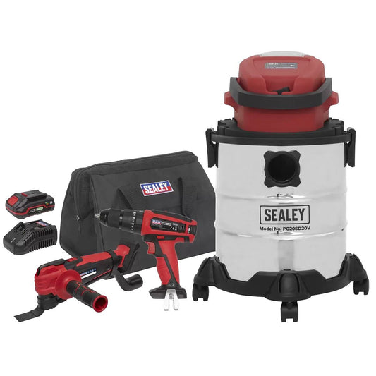 Sealey CP20VCOMBO5 3 Tool Vac Combo 2 Batteries With Charger