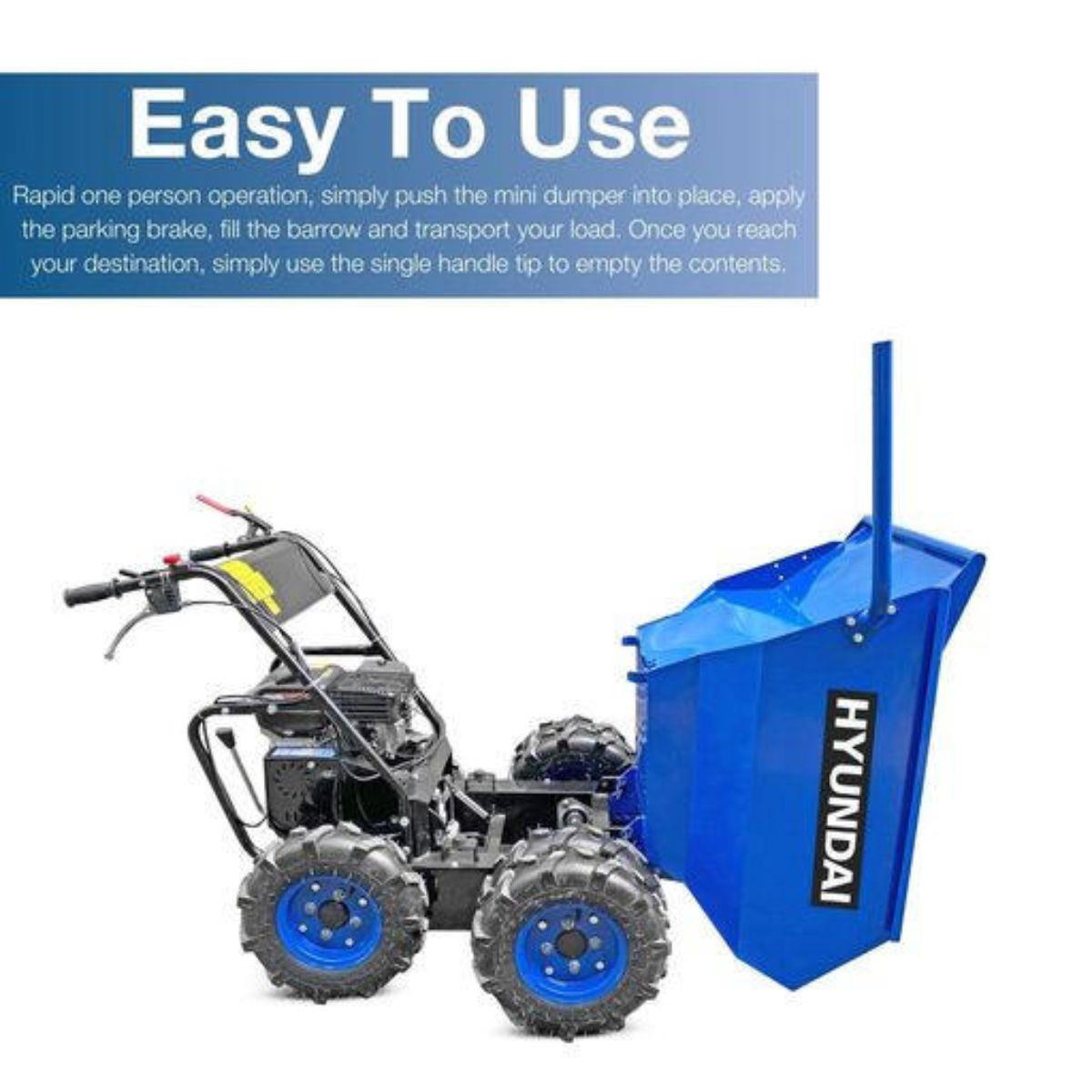 Hyundai HYMD500 4 x 4 Drive Mini Dumper Power Barrow 196cc Engine, 500kg Capacity & Compact & Reliable