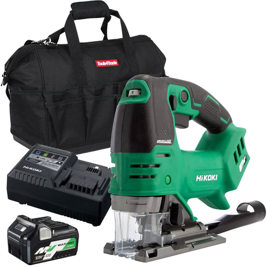 Hikoki CJ36DAJ3Z 36V MultiVolt Brushless Top Handle Jigsaw with 1 x 2.5Ah/5.0Ah Battery Charger & Bag