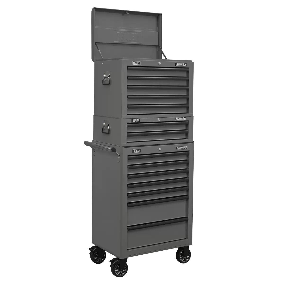 Sealey APSTACKTGR Top chest Roll cab Combination 14 Drawer with Ball-Bearing Slides Grey