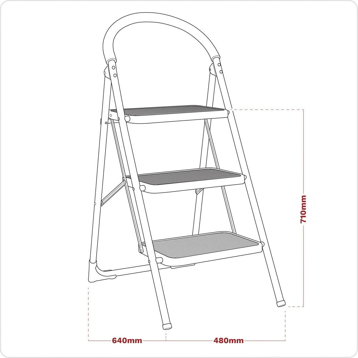 Sealey ASL23 3-Tread Step Stool 150kg Capacity EN 14183