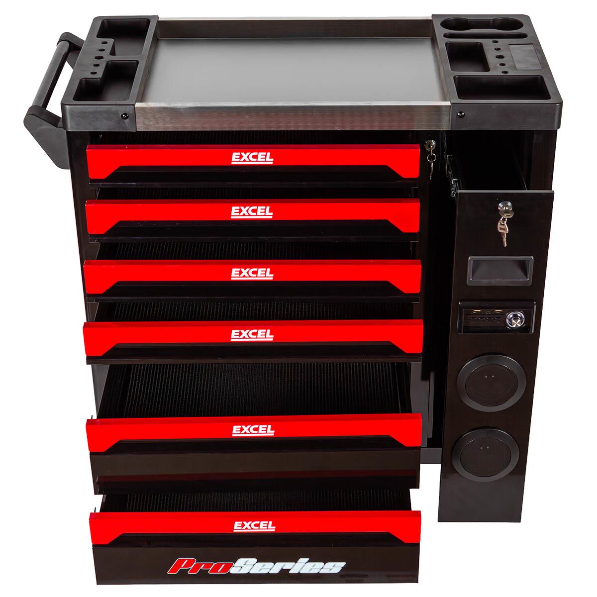 Excel 7 Drawer Mobile Tool Cabinet with Built-In Speakers
