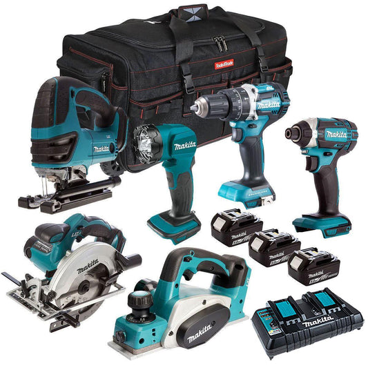 Makita 18V 6 Piece Tool Kit 3 x 5.0Ah Batteries & Charger T4TKIT-7341