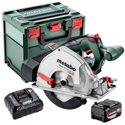 Metabo MKS 18 LTX BL 58 18V Brushless 165mm Circular Saw with 1 x 4.0Ah Battery Charger & Metabox