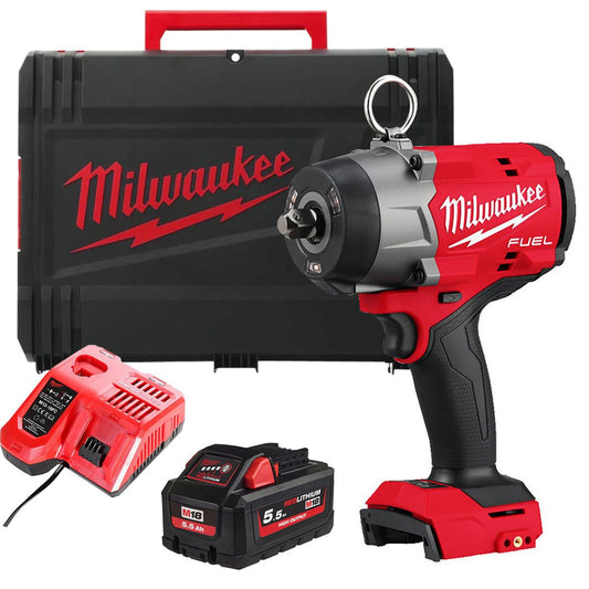 Milwaukee M18FHIW2P12-0X M18 FUEL 18V Brushless 1/2" Impact Wrench with 1 x 5.5Ah Battery Charger & Case