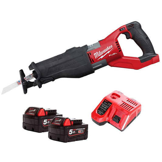 Milwaukee M18FSX-0 18V M18 FUEL Sawzall Reciprocating Saw with 2 x 5.0Ah Batteries & Charger