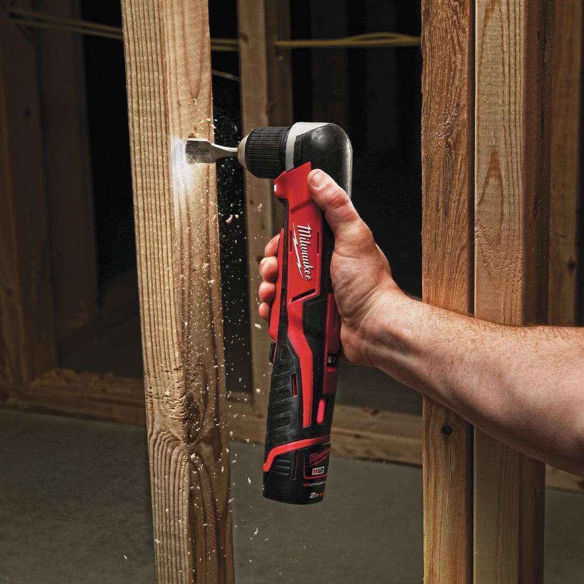 Milwaukee C12RAD-0 12V Sub Compact Right Angle Drill Body with 1 x 2.0Ah Battery & Charger