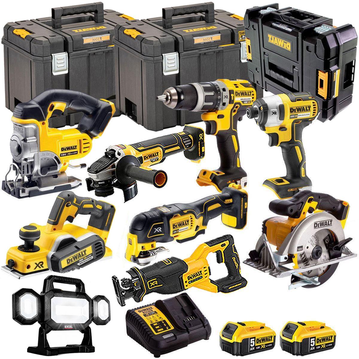 Dewalt 18V 9 Piece Power Tool Kit with 2 x 5.0Ah Batteries T4TKIT-499
