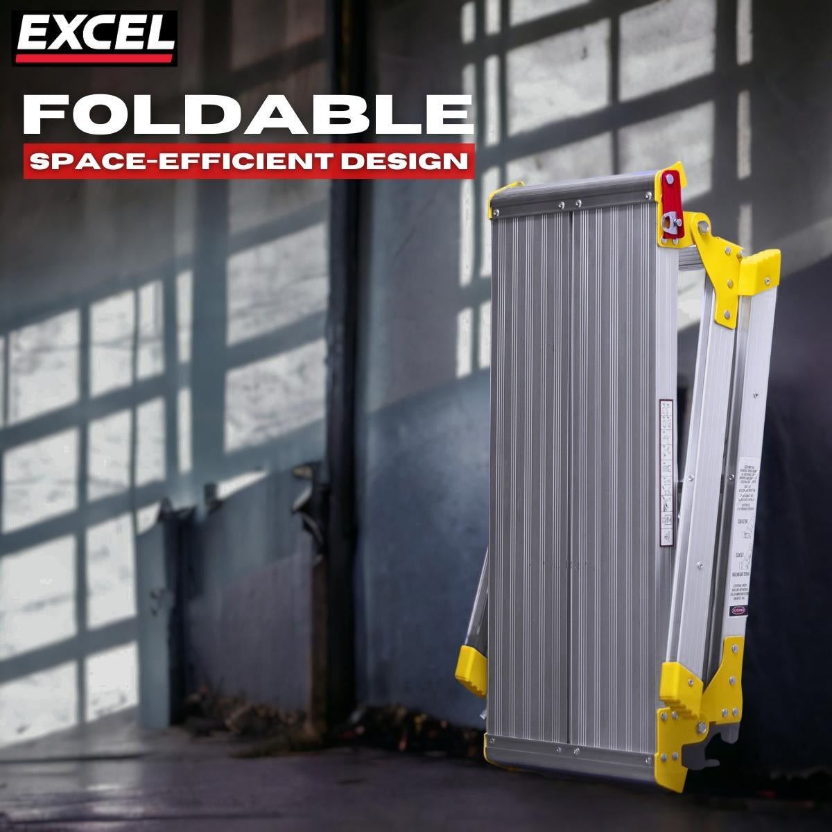 Excel Aluminium Stool Ladder 4 Tread with Work Bench Folding Hop Up 300mm