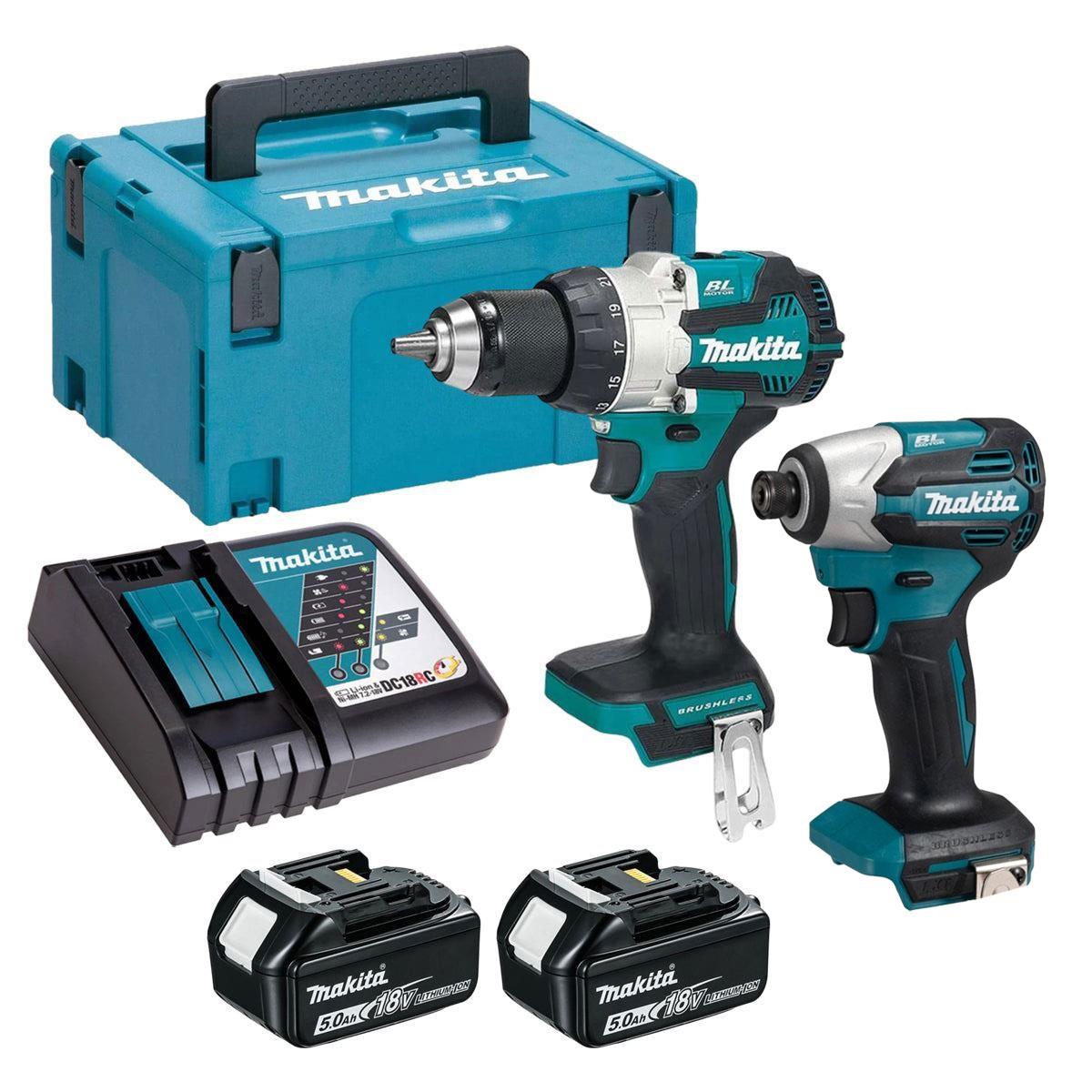 Makita 18V 2 Piece Power Tool Kit with 2 x 5.0Ah Batteries T4TKIT-16450