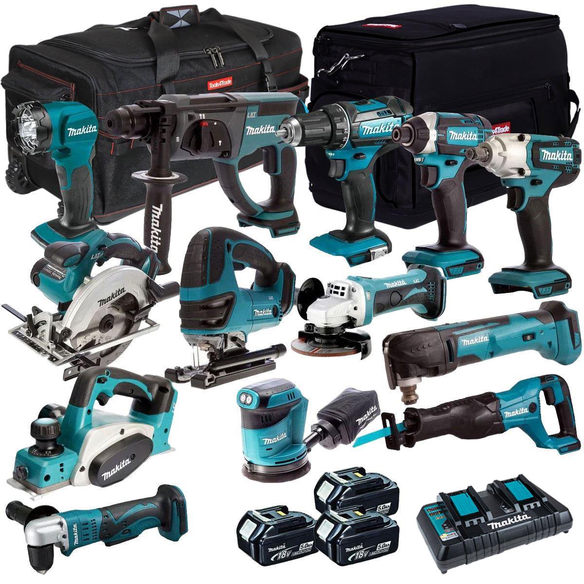 Makita 13 Piece Power Tool Kit 18V LXT 3 x 5.0Ah Battery & Charger T4TKIT-256