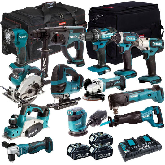 Makita 13 Piece Power Tool Kit 18V LXT 3 x 5.0Ah Battery & Charger T4TKIT-256
