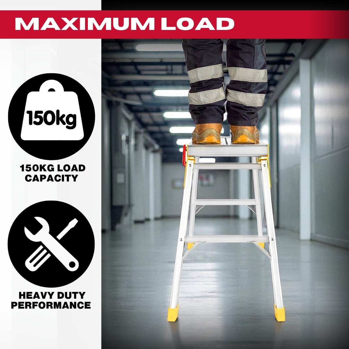 Excel Heavy Duty Aluminium Platform Work Bench Folding Hop Up 300mm x 700mm