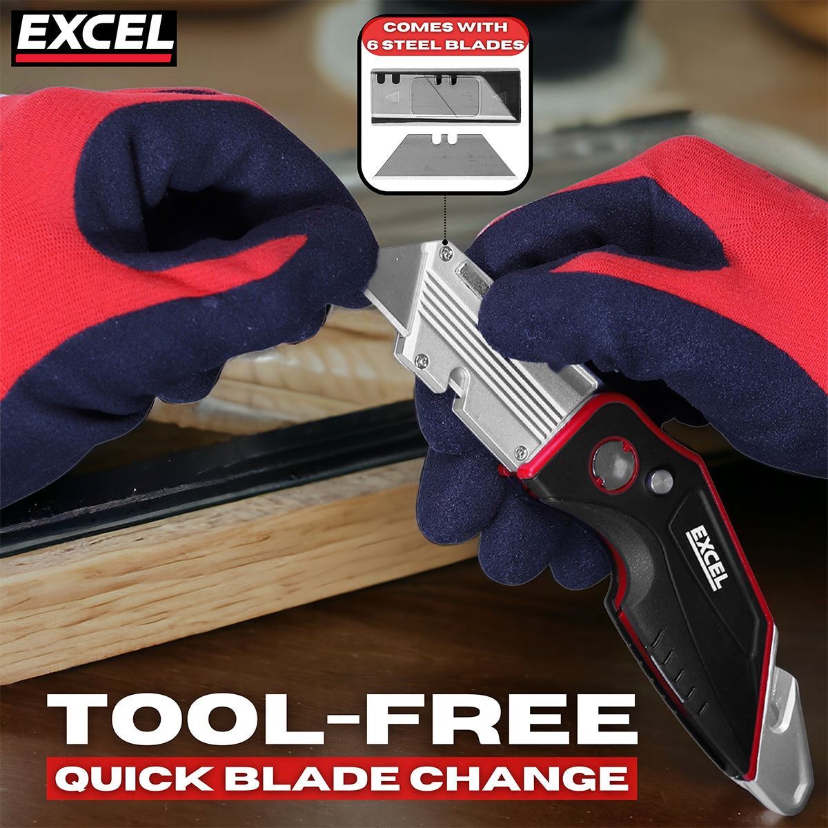 Excel Folding Utility Knife with 5 Blades Pack of 10