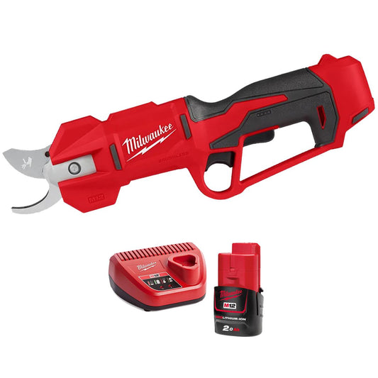 Milwaukee M12BLPRS-0 12V Brushless Pruning Shears With 1 x 2.0Ah Battery & Charger