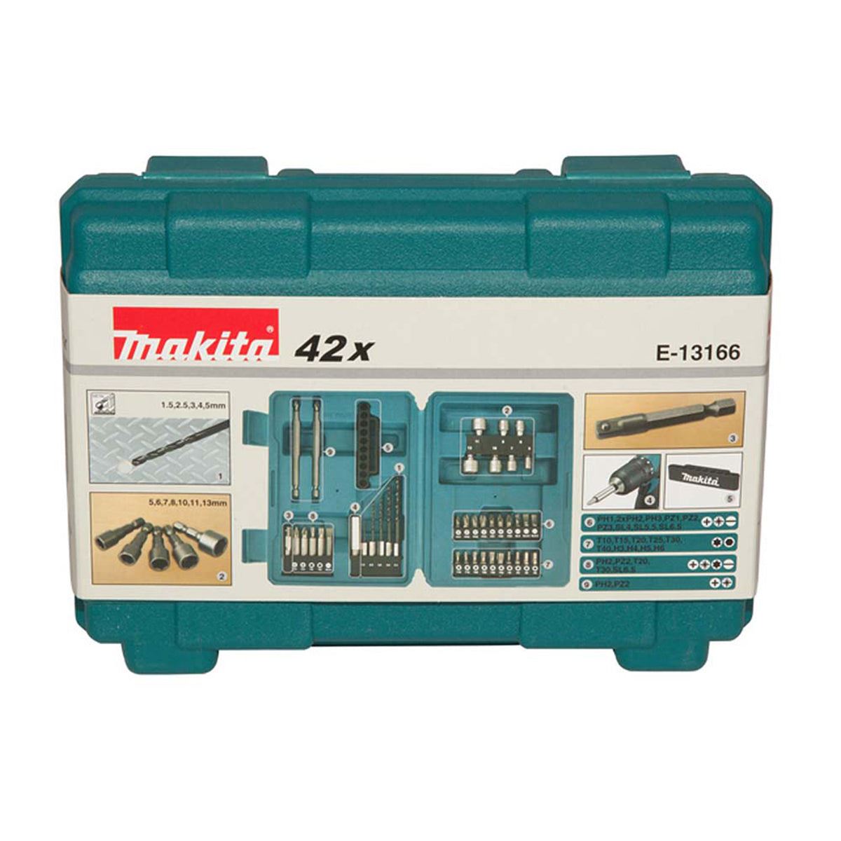 Makita E-13166 Drill & Screw Bit Set Of 42 Pieces In Case
