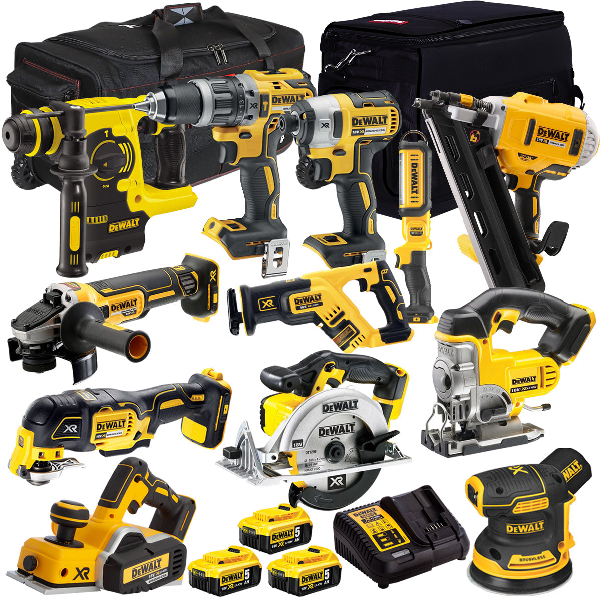 Dewalt 18V 12 Piece Power Tool Kit with 3 x 5.0Ah Battery & Charger T4TKIT-8064