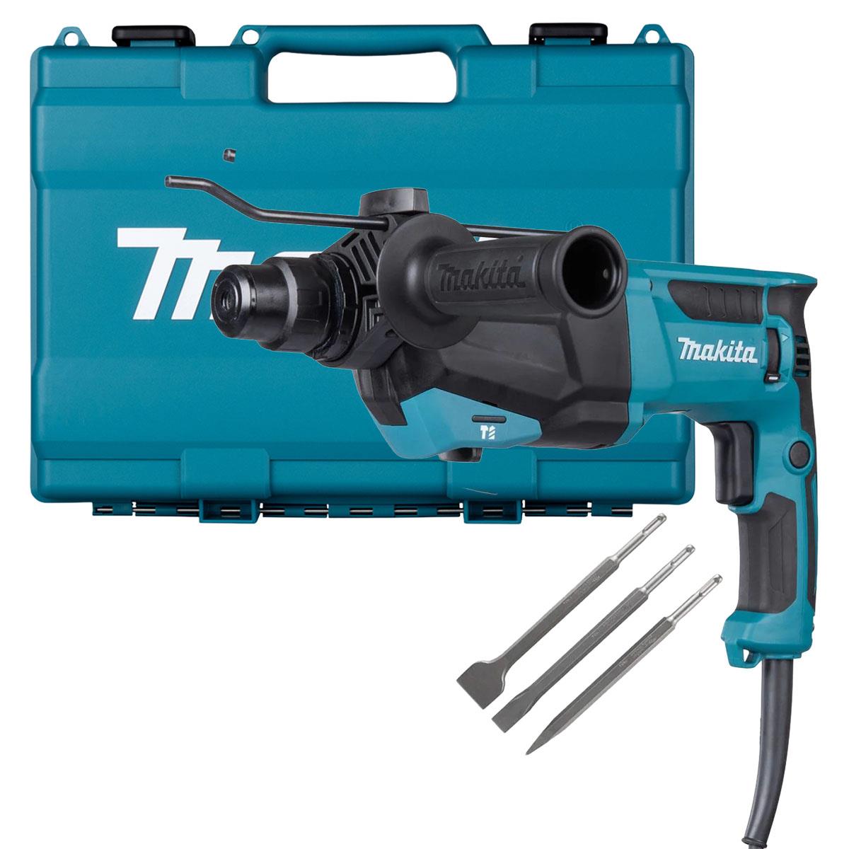 Makita HR2670/2 26mm SDS+ Rotary Hammer Drill With D-30134 SDS Plus Chisel Set